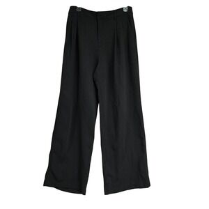 Gap Easy Trouser Pleated Wide Leg Pants High Rise Black Womens Size 12